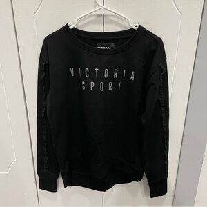 Victoria's Secret Sport Black Ruffle Crewneck Sweatshirt
